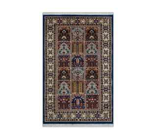 3x5 Royal Blue Persian Chahar Bagh Garden Inspired Wool Rug