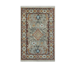4x6 Classic Turkish Inspired Small Area Gray Wool Rug