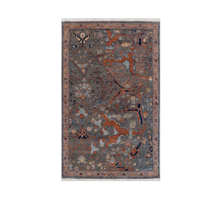 4x6 Gray & Rust Antique Persian Finish Wool Small Area Rug