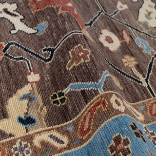 Ashoka - 9x12 Brown Blue Modern Turkish Style Oushak Rug