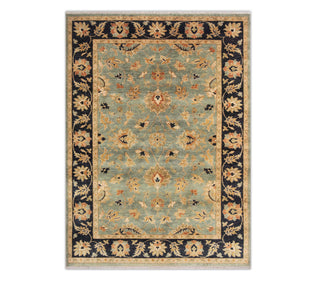 5x8 Green Charcoal Turkish Floral Style Hand Knotted High KPSI Wool Rug