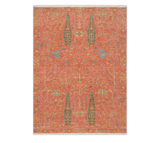 5x8 Rust Color Wool Tree Design Hand Knotted Fine Weave Rug