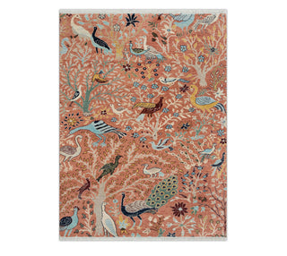 5x8 Rust Peacock Garden Hand Knotted Wool Rug