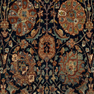 6X9 Handcrafted Persian-style area carpet with ornate floral vines, distressed vintage texture,