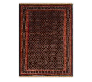 6x9 Black Persian Senneh Hand Knotted High KPSI Soft Silky Feel Wool Rug |