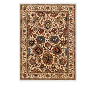 6x9 Classic Persian Floral Ivory Cream High Knot Density Wool Rug