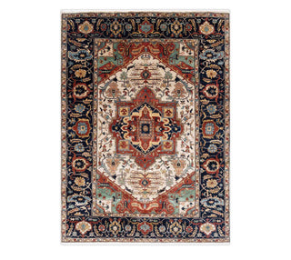 6x9 Classic Persian Serapi Ivory Wool Hand Knotted Rug For Living Room