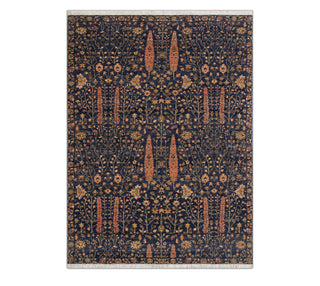 6x9 Navy Persian Garden Inspired Fine Weave Woolen Rug