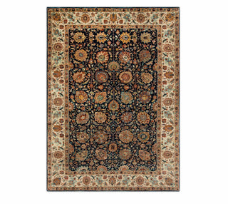 6x9 Navy Richly Detailed Traditional Persian Tabriz Reproduction Rug