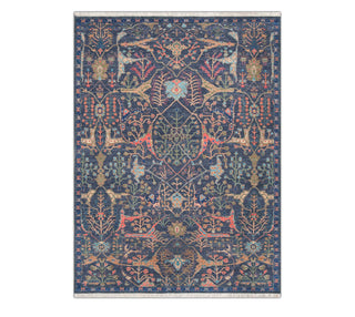 6x9 Navy Wool High Quality Persian Inspired Oushak Rug.