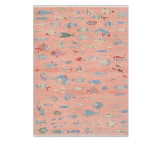 6x9 Pink Wool Fish Design Hand Knotted Kids Room Rug