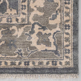 Modern hand-knotted rug with traditional floral pattern in grey and ivory palette, 8x10.