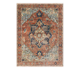 8x10 Area Rug with Rust Color Classic Persian Serapi Style Hand Knotted Rug