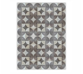 8x10 Basketweave hand-knotted rug in gray taupe with square diamond design. Sustainable abaca rugs for living room.