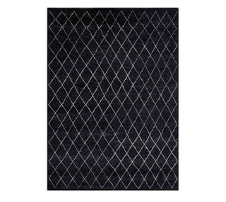 8x10 Black Wool Diamond Moroccan Style Living Room Rug
