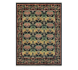 8x10 Black Wool Hand Knotted Floral Oushak Area Rug: Oriental Looms 