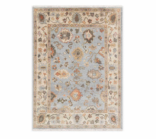 8x10 Blue Cream Distressed Vintage Look Oushak Sultanabad Hand Knotted Persian Retro Wool Rug