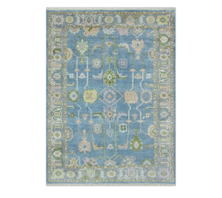 8x10 Blue Gray Turkish Oriental Look Soft Wool Oushak Rug