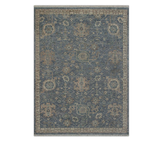 8x10 Blue Gray Vintage Look Oushak Wool Rug