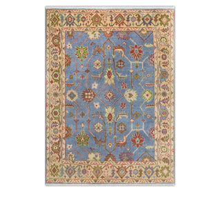 8x10 Blue Light Gold Turkish Oushak Woolen Rug