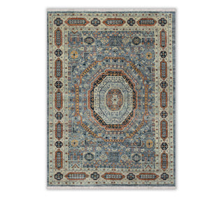 8x10 Blue Mamluk Anataolian Style Oushak Style Hand Knotted Wool Rug 