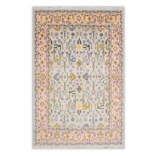 8x10 Blue Pink Sultanabad inspired Soft Feel Oushak Style Hand Knotted Wool Rug 