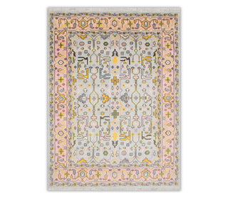 8x10 Blue Pink Sultanabad inspired Soft Feel Oushak Style Handmade Wool Rug 