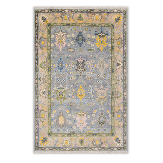 8x10 Blue William Morris inspired Soft Feel Oushak Style Hand Knotted Wool Rug