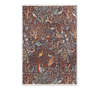 8x10 Charcoal Persian Birds Hunting Garden Scene Soft Wool living room Rug