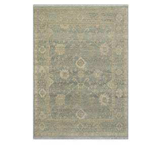 8x10 Distressed Sage Fine Hand Knotted Weave Oushak Wool Rug