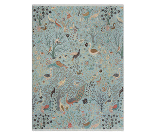 8x10 Fine Hand Knotted Persian Garden View Blue Wool Bedroom Rug