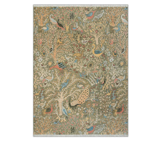 8x10 Green Birds Peacock Fine Knotted Motifs Wool Rug