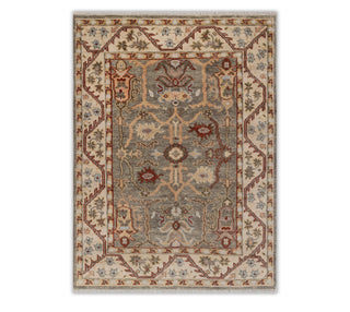 8x10 Green Gray Cream Traditional Persian Oushak Hand Knotted Soft Feel Wool Rug
