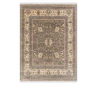 8x10 Grey Cream Modern Turkish Style Hand Knotted Oushak Wool Rug For Livingroom