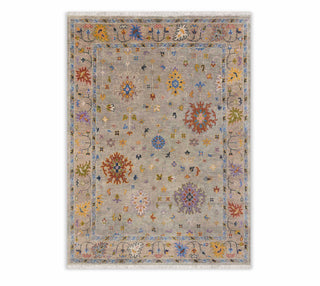 8x10 Grey Tan Modern Colorful Soft Wool Hand Knotted Quality Oushak Rug