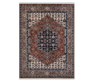 8x10 Hand Knotted Low Pile Persian Heriz Inspired Rust Wool Rug