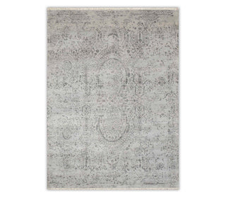 8x10 Handmade Modern Abstract Gray Wool And Silk Rug