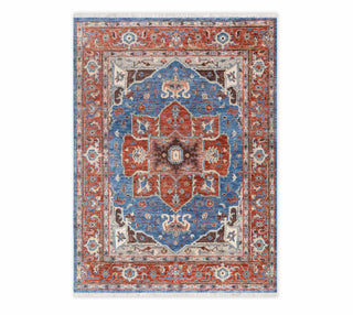 8x10 Handmade Red Blue Wool Persian Style Rug