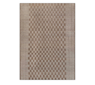 8x10 Ivory Brown Scandinavian Flatweave Cheque Pattern Wool Rug