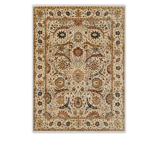 8x10 Ivory Gold Authentic Persian Kerman Sickle High KPSI Hand Knotted Premium Wool Rug