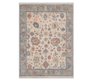 8x10 Ivory Wool Hand Knotted Floral Motifs Oushak Rug: Oriental Looms