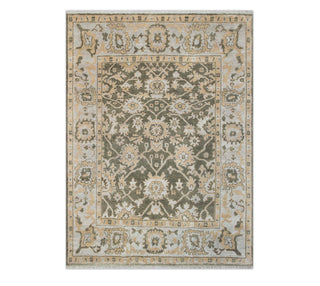 8x10 Olive Green Traditional Persian Inspired Oushak Wool Rug