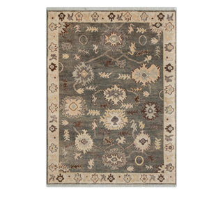 8x10 Olive hand knotted Traditional Floral Oushak Wool indian Rug