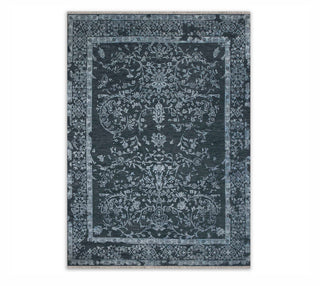  8x10 Persian Floral Pattern gray blue Wool & Silk High Knot Density Rug
