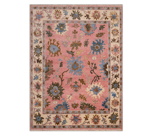 8x10 Pink Wool Hand Knotted Floral Oushak Area Rug: Oriental Looms 