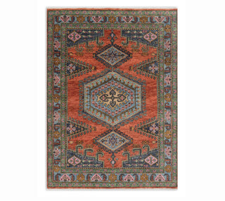 8x10 Rust Colored Border Vintage Persian Look Inspired Kismet Modern Oushak Hand Knotted Wool Rug