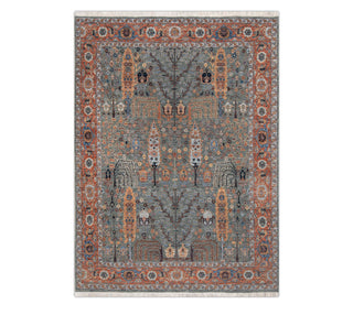 8x10 Sage Gray Rust Wool Persian Tree Style Living Room Rug
