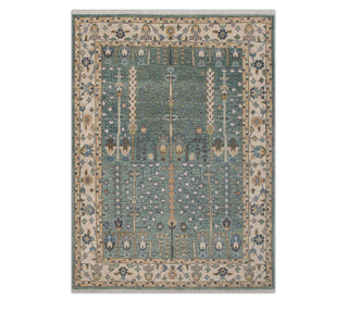 8x10 Sage Green Life of Cypress Tree Motif Woolen Rug: Oriental Looms
