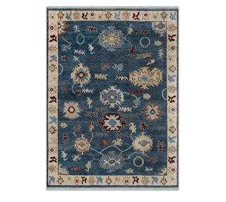 8x10 Slate Blue Modern Turkish Oushak Inspired Rug: Oriental Looms USA