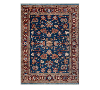 8x10 Traditional Persian Floral Inspired Navy Wool Rug